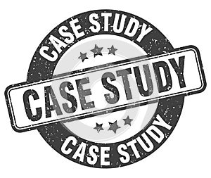 case study stamp. case study label. round grunge sign