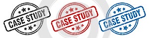 case study stamp. case study round isolated sign.