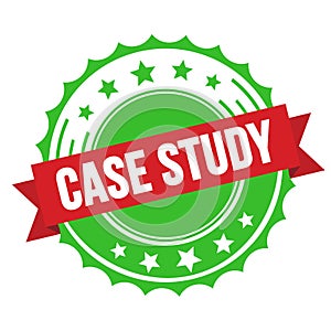 CASE STUDY text on red green ribbon stamp