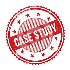CASE STUDY text written on red grungy round stamp