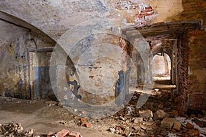 In the casemate of the destroyed. Kronstadt, Russia
