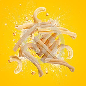 Caserecce pasta exploding with flour