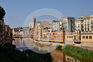Cases de l'Onyar in Girona, Catalonia, Spain