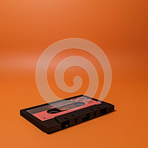 Casette tape isolated on orange