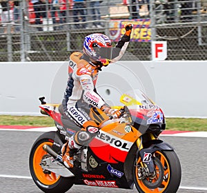 Casey Stoner celebrating the victory
