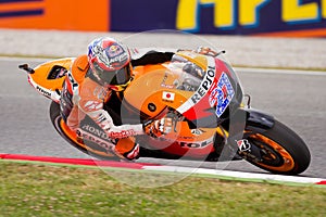 Casey Stoner racing at Catalunya Circuit