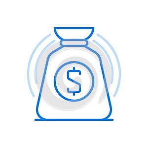 Cash accumulation vector line icon. Savings in bank accumulate deposits and successful banking for future. photo