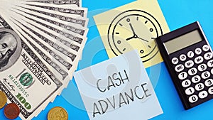 Cash advance as financial concept and photo of dollars