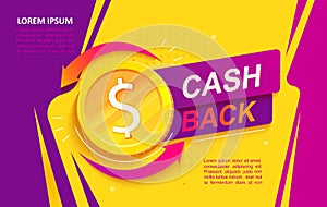 Cash back advertise banner. Promotion of refund.