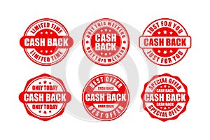 Cash back badge stamps promotion design collection