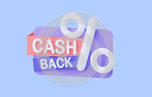 Cash back card with favorable interest rates. Refund of funds to the account. 3d rendering