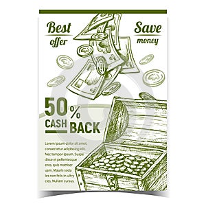 Cash Back Commercial Advertising Poster Vector