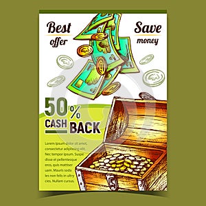 Cash Back Commercial Advertising Poster Vector