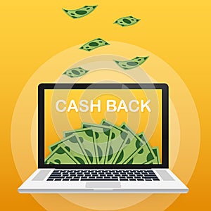 Cash back concept. Money icons for cash back, commerce or transfer payments online service. Vector illustration.