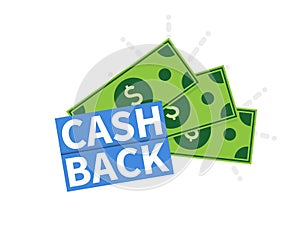 Cash Back icon. Isolated on white background. Cashback or money refund label. Vector illustration.
