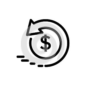 cash back icon, return money, cash back rebate, thin line web symbol on white background