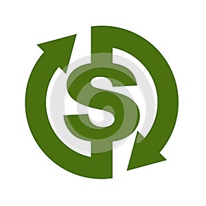 Cash back icon. Symbol is return of Money. Sign of a refund of d