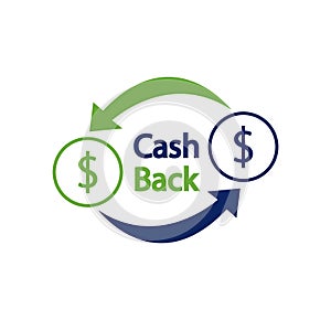 Cash back icon. Vector logo.