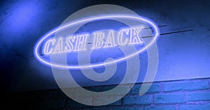 Cash back neon sign depicts discount sale as cashback - 4k