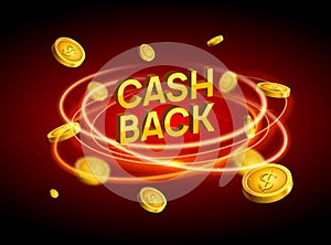 Cash back offer banner design. Promotion refund cashback money sale poster