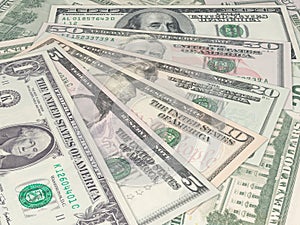 Cash background with Dollar banknotes