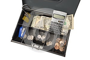 Cash Box Ready For Garage Rummage Yard Sale Business