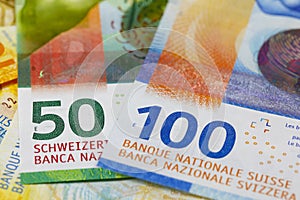 Cash in CHF currency, Swiss franc money