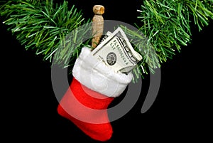 cash in Christmas stocking