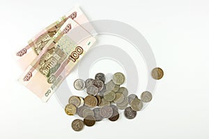 Cash and coins. Russian cash