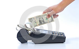 Cash on credit card machine