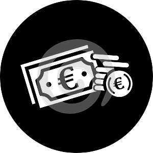 Cash, currency, euro, money icon. Rounded vector design