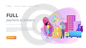 Cash on delivery COD concept landing page