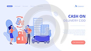 Cash on delivery COD concept landing page