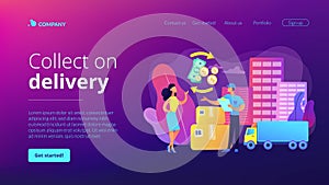 Cash on delivery COD concept landing page