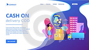 Cash on delivery COD concept landing page