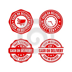 Cash on delivery fast service design stamp logo collection