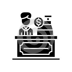 Cash desk black icon concept. Cash desk flat vector symbol, sign, illustration.