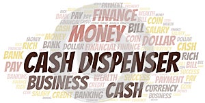 Cash Dispenser typography vector word cloud.