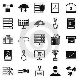 Cash expenditures icons set, simple style