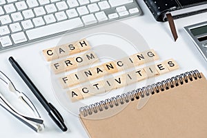 Cash from financing activities concept