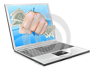 Cash Fist Laptop Concept