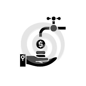 Cash flow black icon, vector sign on isolated background. Cash flow concept symbol, illustration