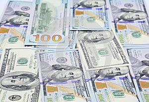 Cash flow concept. American Dollars Cash Money. One Hundred Dollar Banknotes. Currencies USD Concept