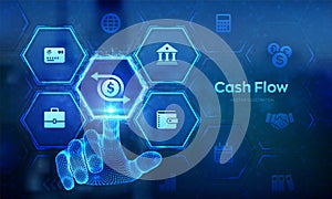 Cash flow Innovation technology business concept on virtual screen. Income growth, investment, wealth, financial management.