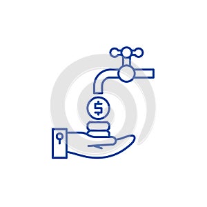 Cash flow line icon concept. Cash flow flat  vector symbol, sign, outline illustration.