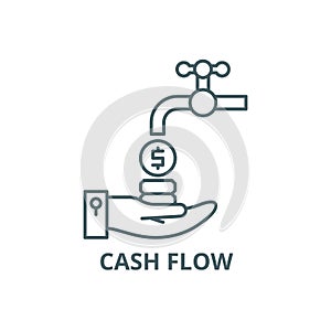 Cash flow line icon, vector. Cash flow outline sign, concept symbol, flat illustration