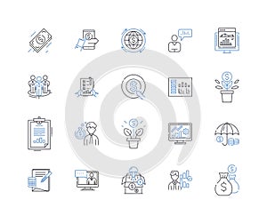 Cash flow line icons collection. Liquidity, Revenue, Income, Investment, Outflow, Inflow, Expenses vector and linear