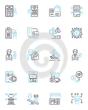 Cash flow linear icons set. Inflow, Outflow, Liquidity, Budgeting, Payables, Receivables, Expenses line vector and