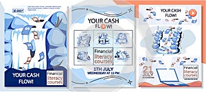 Cash flow, stable income website, banner. Poster with idea of income growth and development