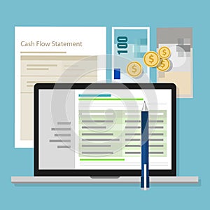 Cash flow statement accounting software money calculator application laptop